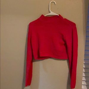 target red turtle neck — cropped
